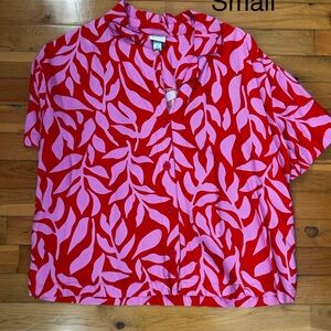 a new day Red and Pink Button-Down Short Sleeve Shirt